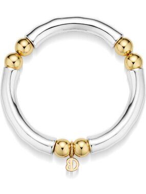 Trendy Two Tone Adjustable Bracelets for Women, 18K Gold & Silver Plated Bangles